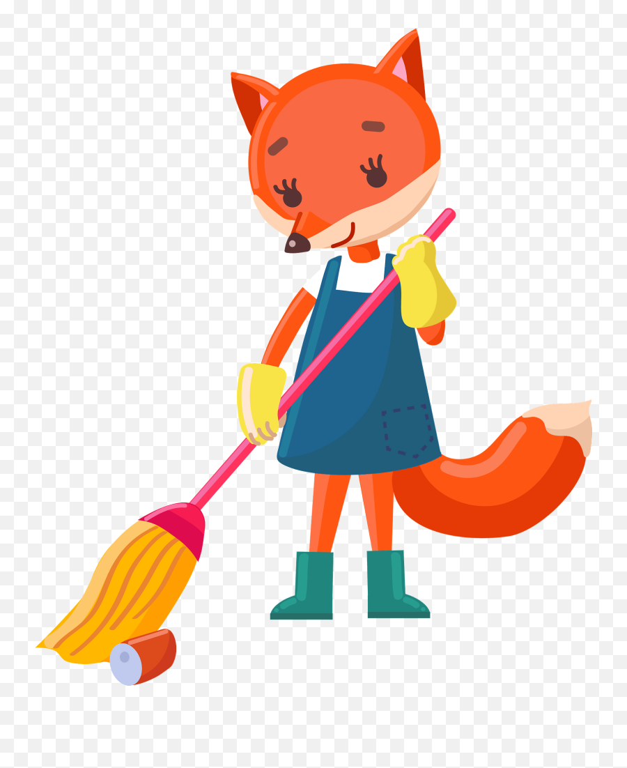 Fox Cleanup The Garbage Clipart Free Download Transparent - Broom Emoji,Clean Up Emoji