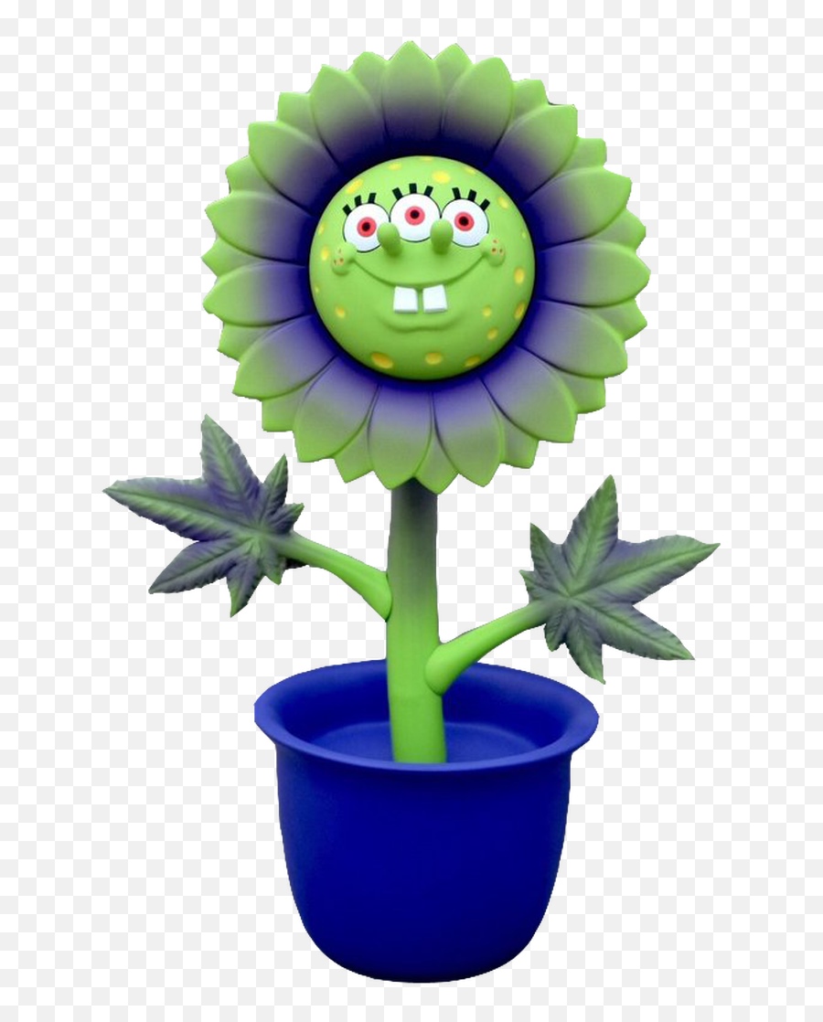 Ganja Grin Sunflower - Ron English X Compound X Made By Monsters Flowerpot Emoji,Emoticon Pillow Philippines