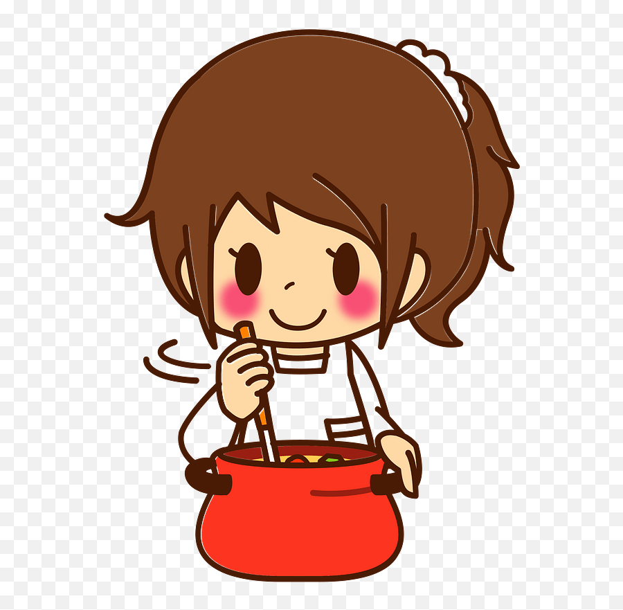 Woman Girl Cooking Stew Clipart - Cartoon Png Download Woman Girl Cooking Cartoon Emoji,Asian Girl Emoji