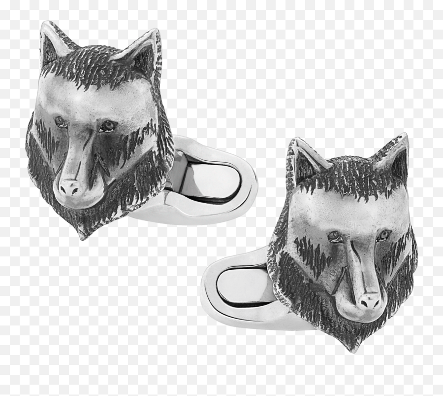 Cufflinks Wolf - Head Design In Sterling Silver Gifts Emoji,Wolf Ear Emotions