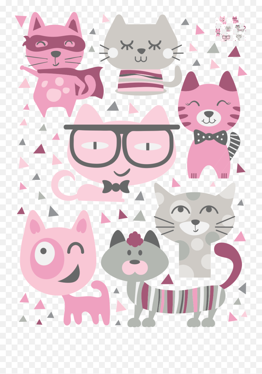 Gekke Kattenstickers - Girly Emoji,Knipogende Emoticon