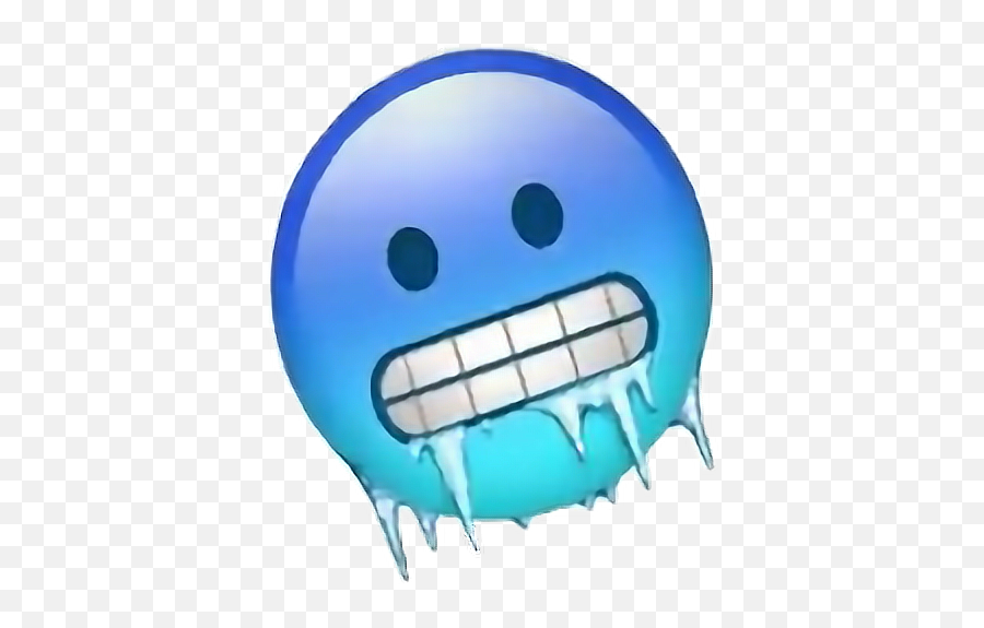 Freezing Smiley Sticker Bleu Sticker - Freezing Emoji Transparent Background,Freezing Emoji