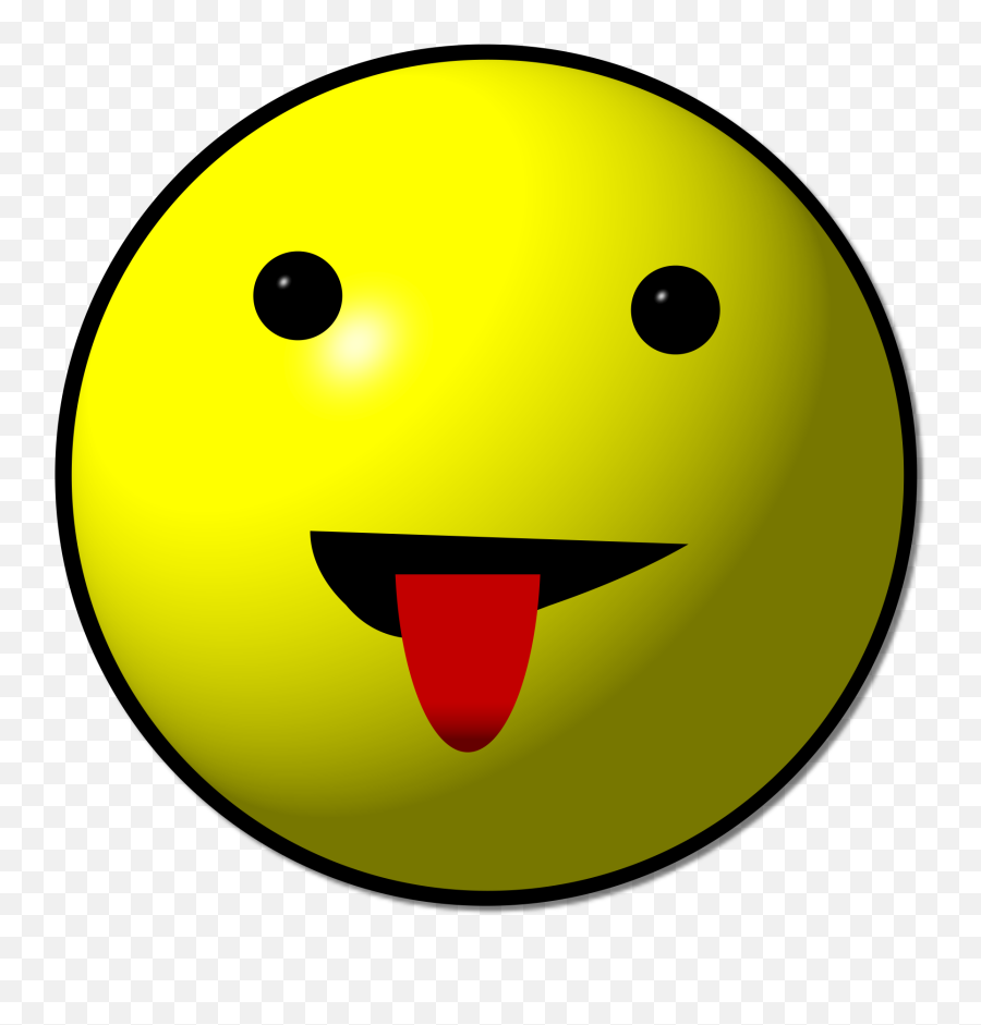 Yellow Smiley Face With A Red Tongue - Happy Emoji,Smiley Emoticon