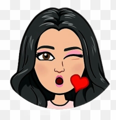Mandar Emoji Sticker - Bitmoji Girl With Black Hair,Emoji Beso