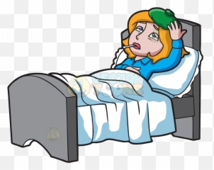 Woman Sick In Bed Cartoon Clipart - Sick In Bed Clipart Emoji,Person In Bed Emoji Iphone