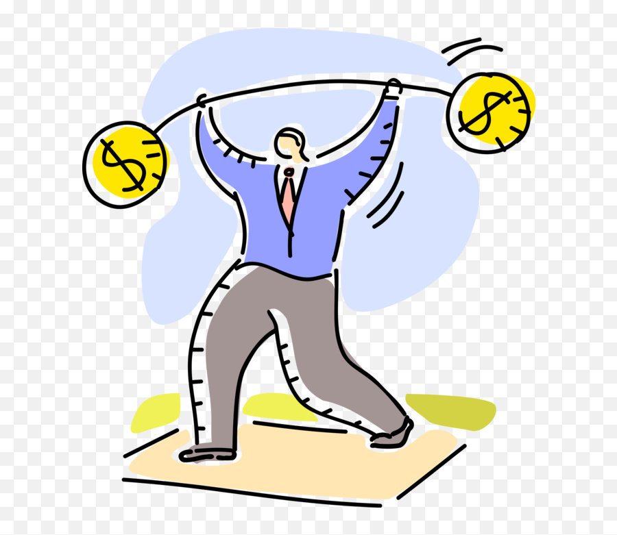 Vector Illustration Of Businessman Flexes Muscles Lifting - Sporty Emoji,Thinking Flex Emoji