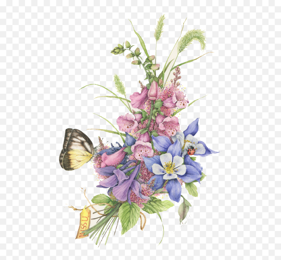 Boquet Bouquet Watercolor Sticker - Butterflies Emoji,Boquet Emoji