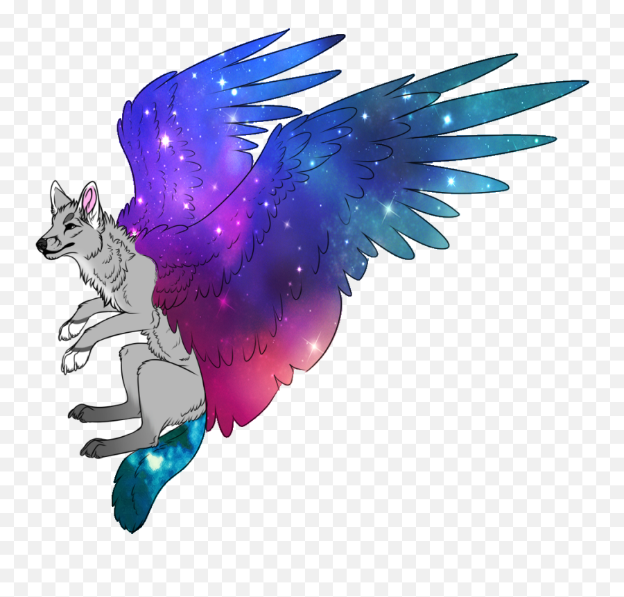 Wolves Transparent Galaxy Clip Art - Galaxy Wolf With Wings Png Emoji,Wolf Emoji Art