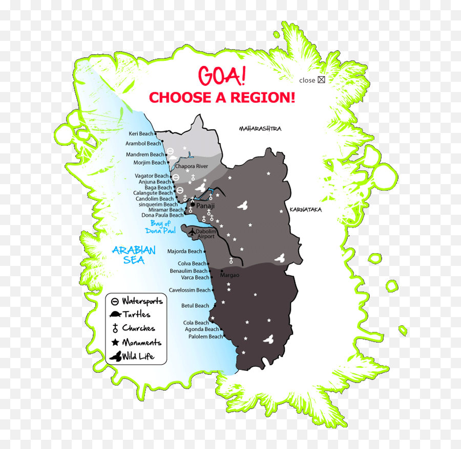 Whats Up Goa Goa Hotel Guide A Hand - Tourist Spots In Goa On Map Emoji,Emotions Beach Resort Map