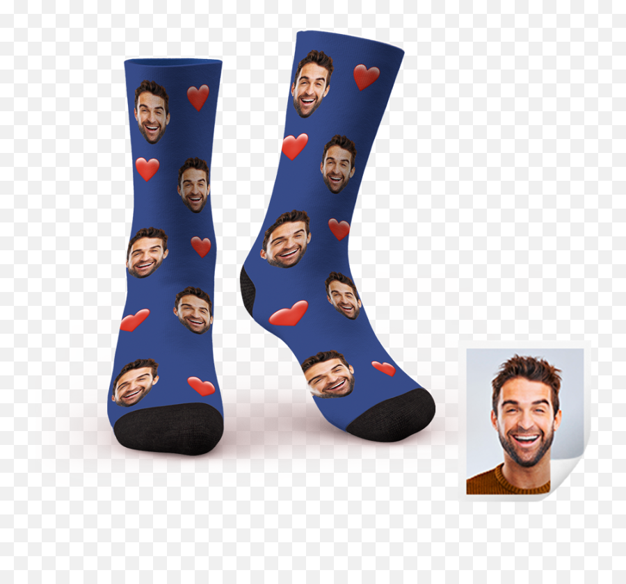 Custom Heart Face On Crew Socks Stocking Stuffers Idea - For Unisex Emoji,Emoji Socks For Men