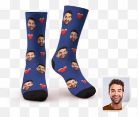Custom Heart Face On Crew Socks Stocking Stuffers Idea - For Unisex Emoji,Emoji Socks For Men