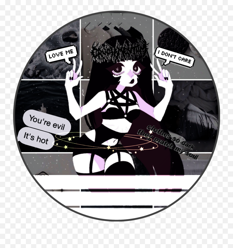 Black Icon Dark Evil Aesthetic Sticker By No - Anime Girl Peace Sign Emoji,Dark Evil Emojis