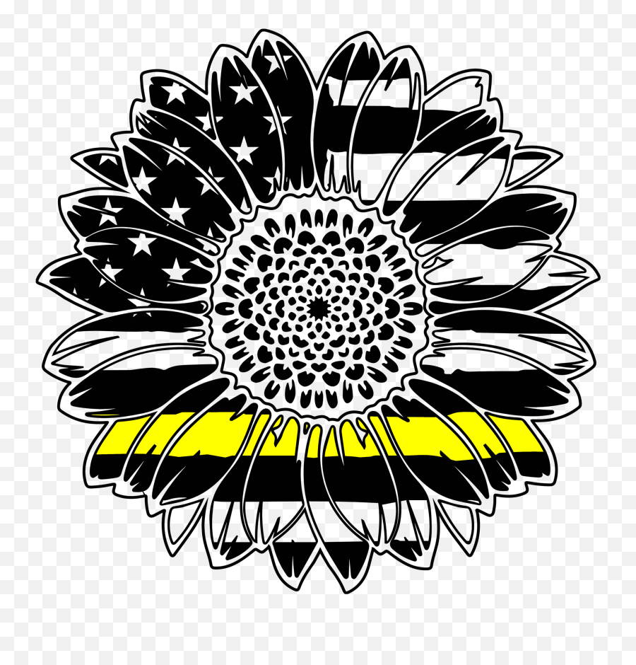Thin Line Sunflower U2013 Blue Duck Decals - Thin Yellow Line Flower Emoji,Facebook Sunflower Emoticons