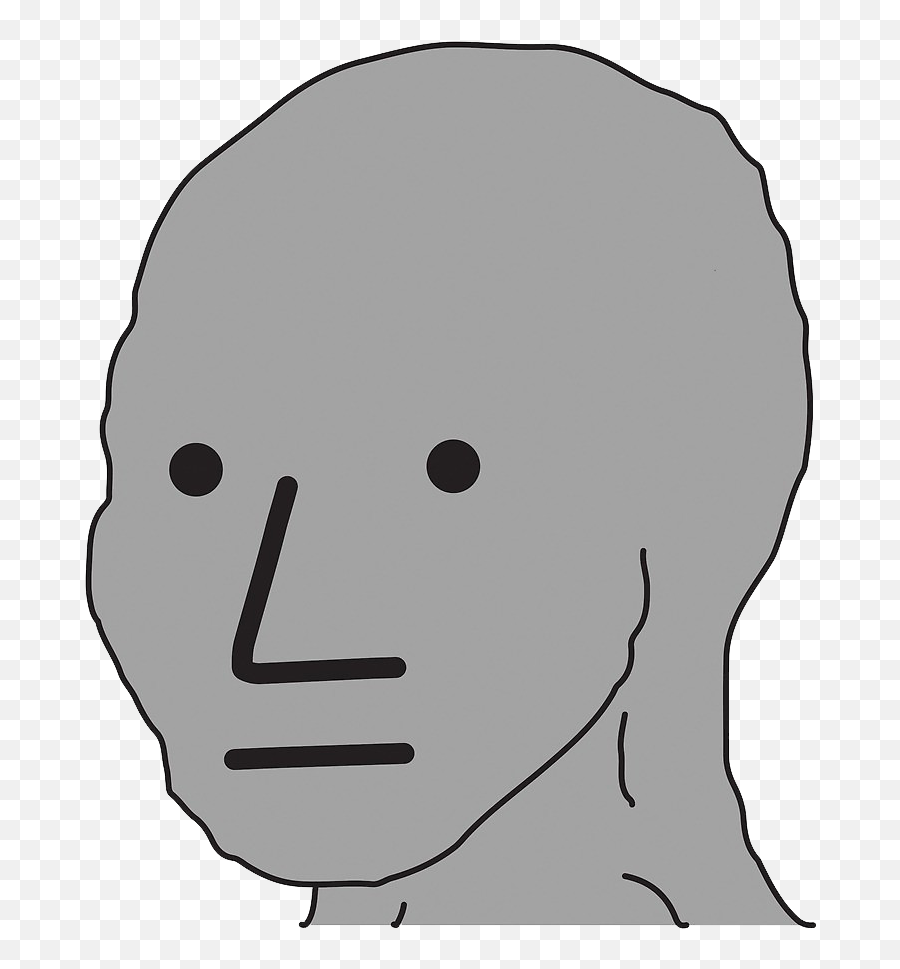 R - Tarded Npc Meme Template Transparent Clipart Full Size Npc Wojak Transparent Background Emoji,Forever Alone Emoji