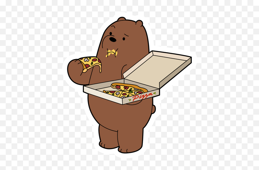 We Bare Bears Grizzly Eating Pizza Sticker Bare Bears Emoji,Grizzly Bear Emojis