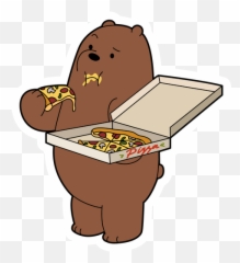 We Bare Bears Grizzly Eating Pizza Sticker Bare Bears Emoji,Grizzly Bear Emojis