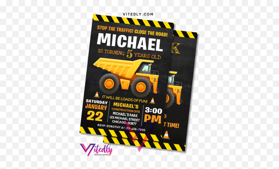 Invitations U2013 Vitedly - Construction Birthday Invitation Emoji,Construction Equipment Emoji