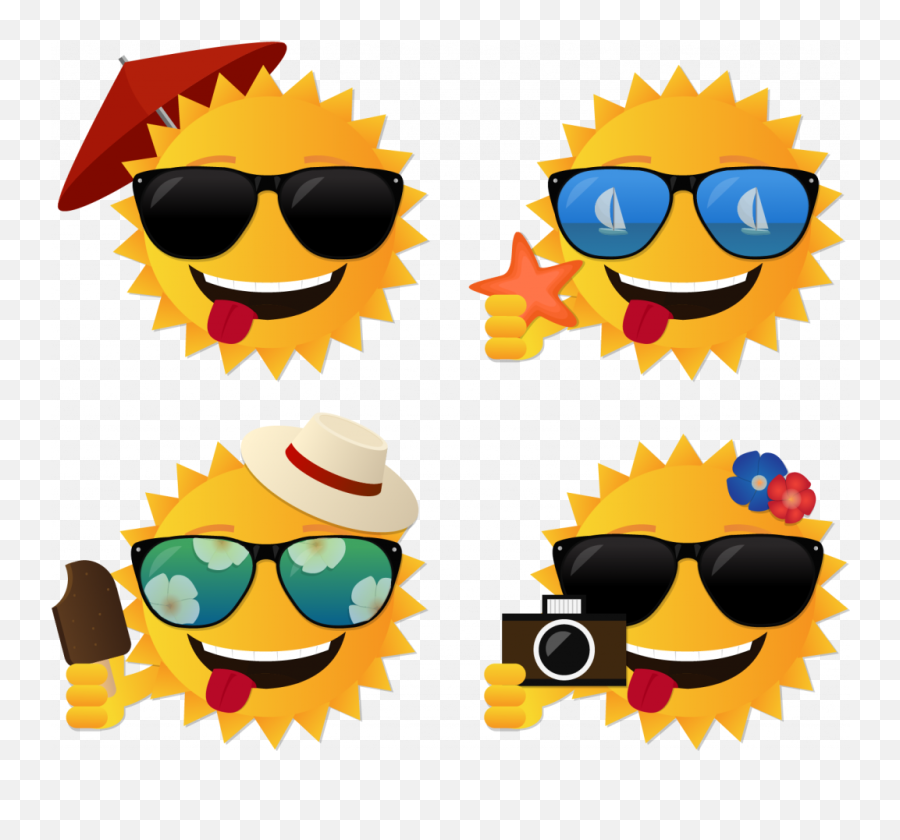 Summer Vector Sun Transprent - Clip Art Emoji,Emoticon Pack Free Download