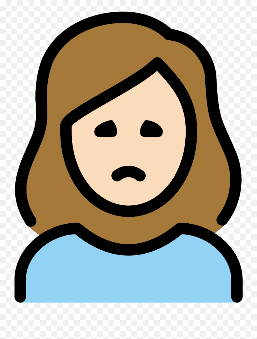 Woman Frowning Emoji Clipart - Human Skin Color,Shrug Emoji Black Hair