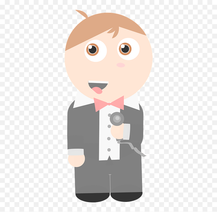 Singer In A Tux At The Microphone Clipart Free Download - Happy Emoji,Singing Emoji Commercial