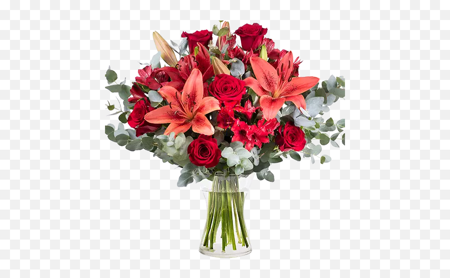 Red Lily And Rose Bouquet - Blumenstrauß Lilien Und Rosen Emoji,Red Emotion Texture