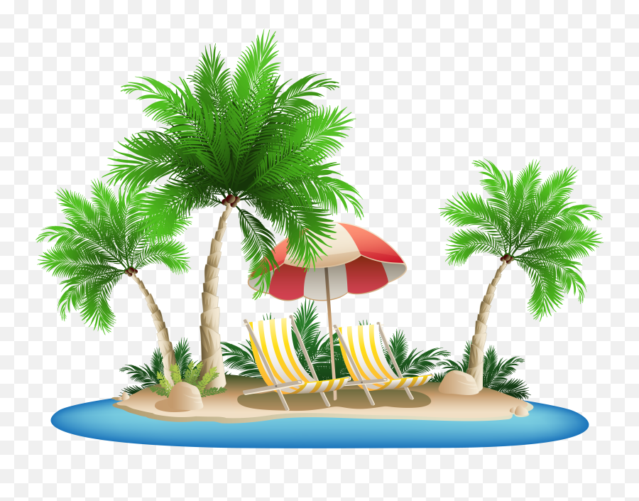 Beach Palm Trees Png - Transparent Tropical Beach Clipart Emoji,Beach Chair Text Emoticon