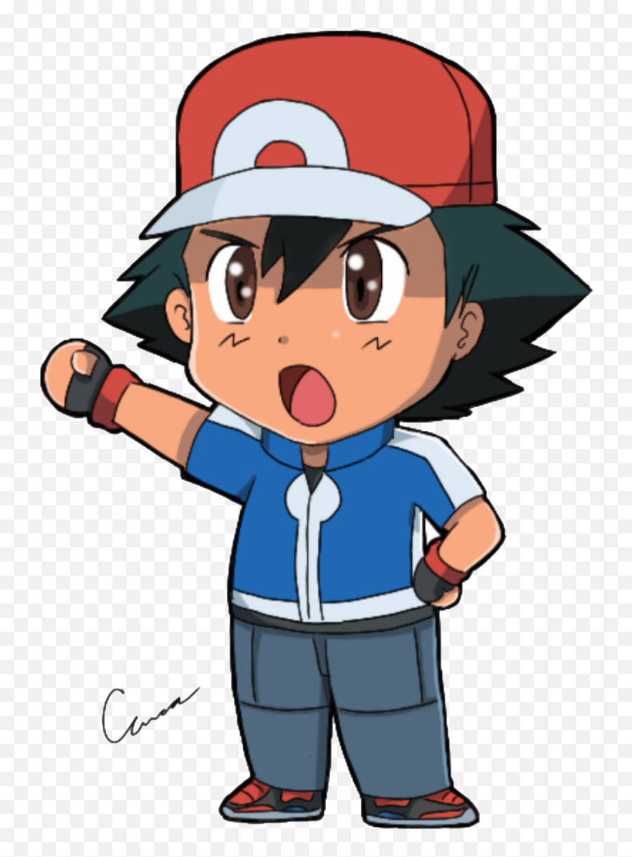 Ash Pokemon By Trainerashandred35 - Ash Ketchum Chibi Png Emoji,Pokemon Emojis Piplup Sad