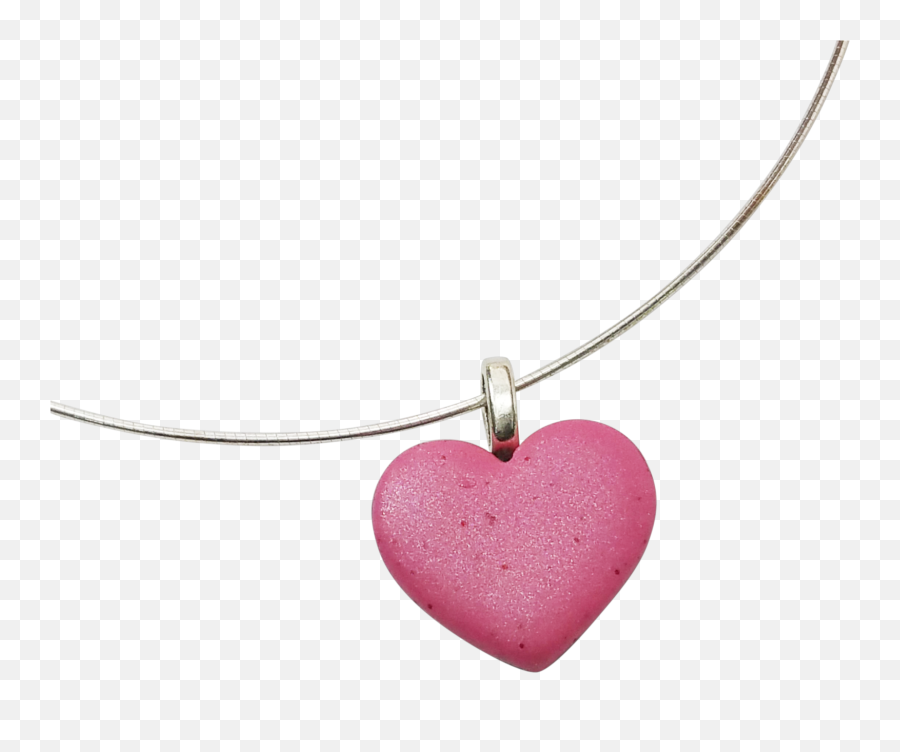 Pink Heart Pendant - Solid Emoji,Necklace For Emotions