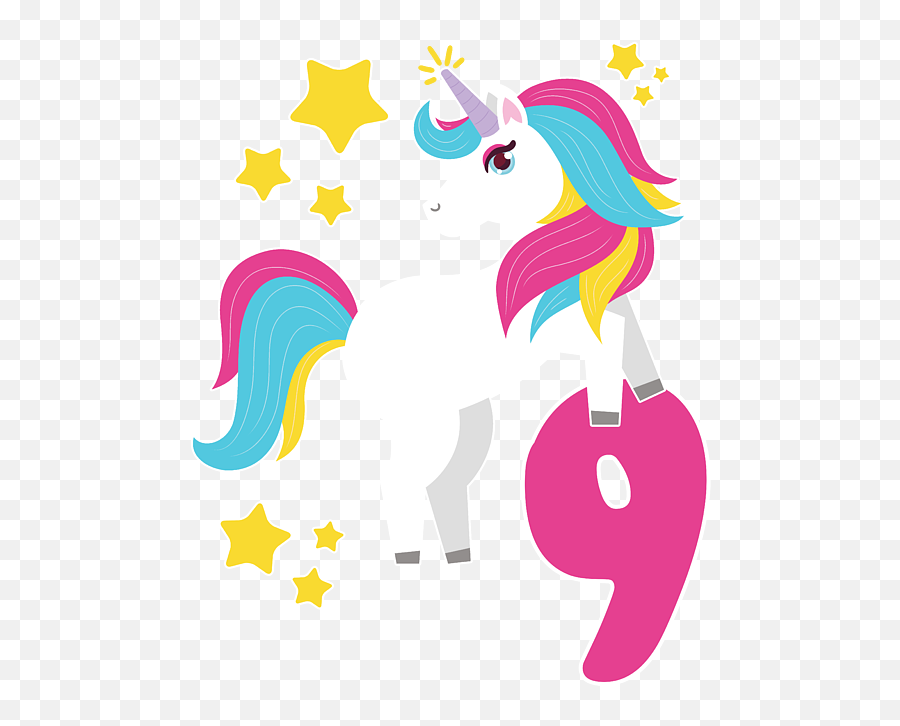 9th Birthday Girl Unicorn I Am 9 Gift T - Shirt For Sale By J M Emoji,Birthday Gift Message Facebook Emoticon