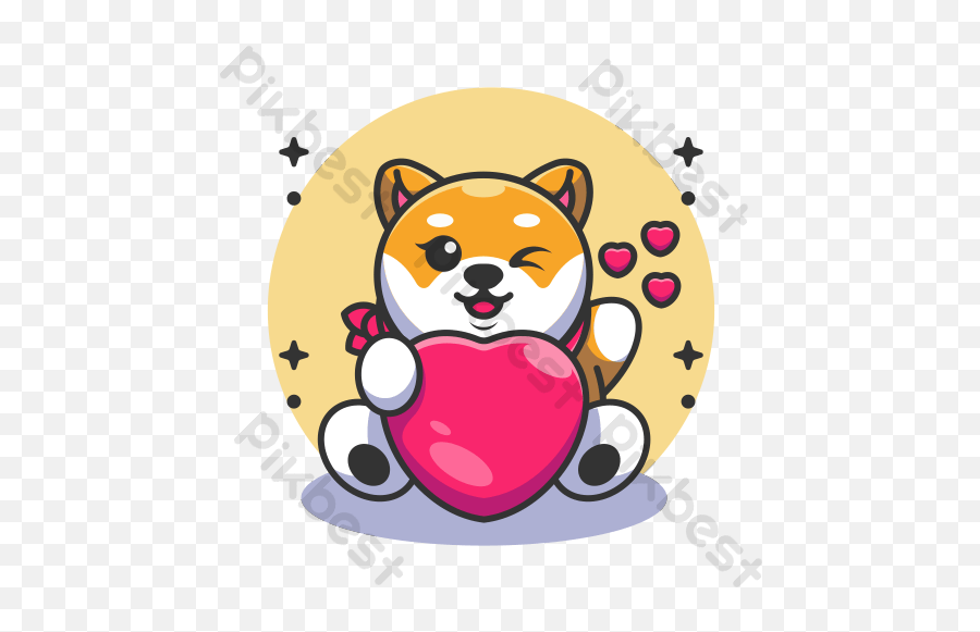 Cute Baby Shiba Inu Dog Holding Heart Cartoon Png Images Emoji,Bulldog Emoji Copy And Paste