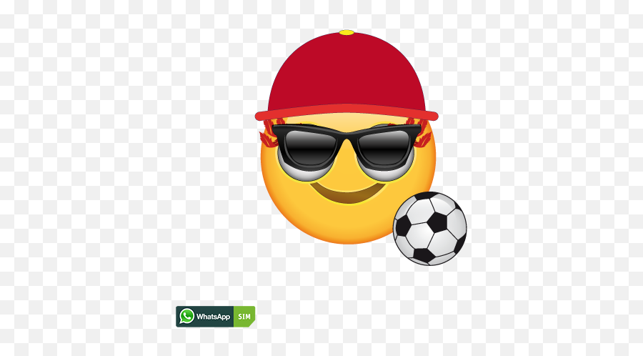 Urlaub Smiley Mit Sonnenbrille Und Roter Kappe Whatsapp - For Soccer Emoji,Soccer Emoticons