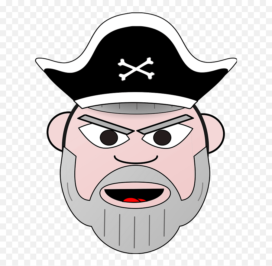 Grey Beard Pirate Face Clipart Free Download Transparent - Head Pirate Face Clipart Emoji,Pirate Hook Emoji