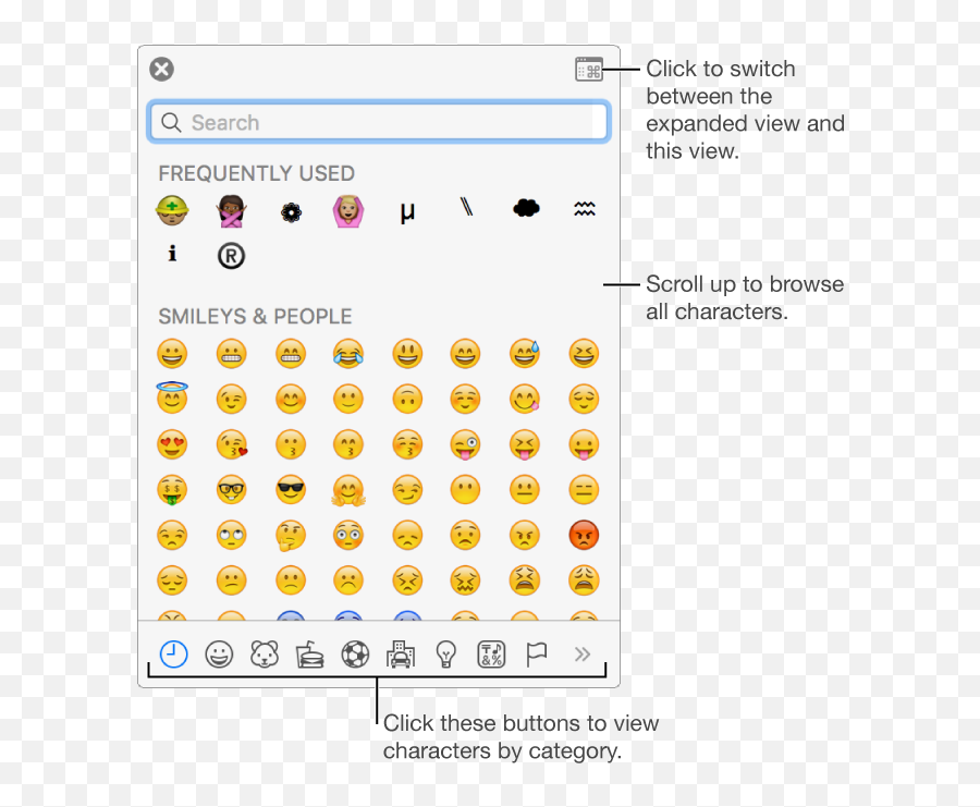 The Special Characters Pop - Up Showing Emoticons Buttons Ctrl Cmd Space Windows Emoji,Search Emojis