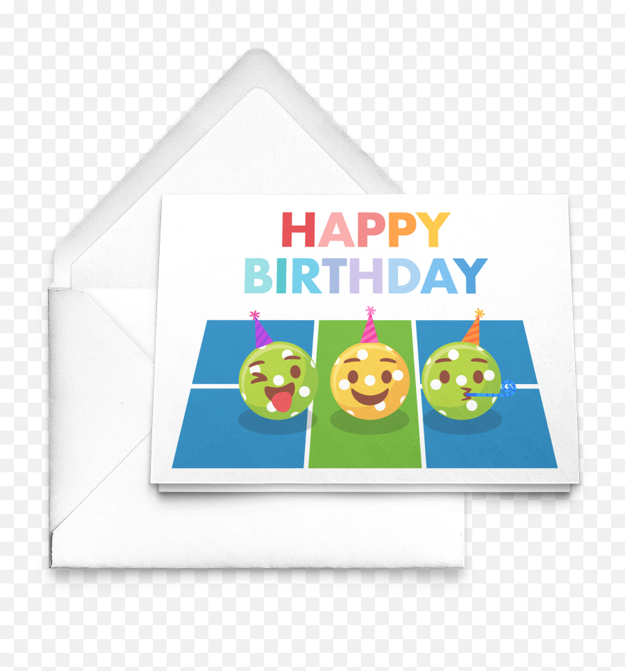 Happy Birthday Pickleball Emoji Greeting Card Set Of 10 - Greeting Card,Birthday Emoji