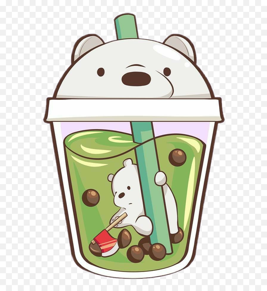 Cute Kawaii Bobba Bear Sticker By Raven - Bubble Tea Dessin Kawaii Emoji,Kawaii Tea Set Emoji