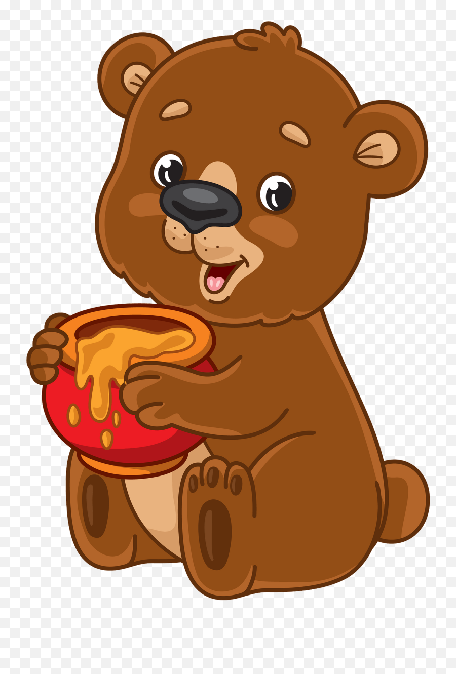 Cartoon Bear With Honey Pot Clipart Free Download - Bear With Honey Clipart Emoji,Emoji Bears