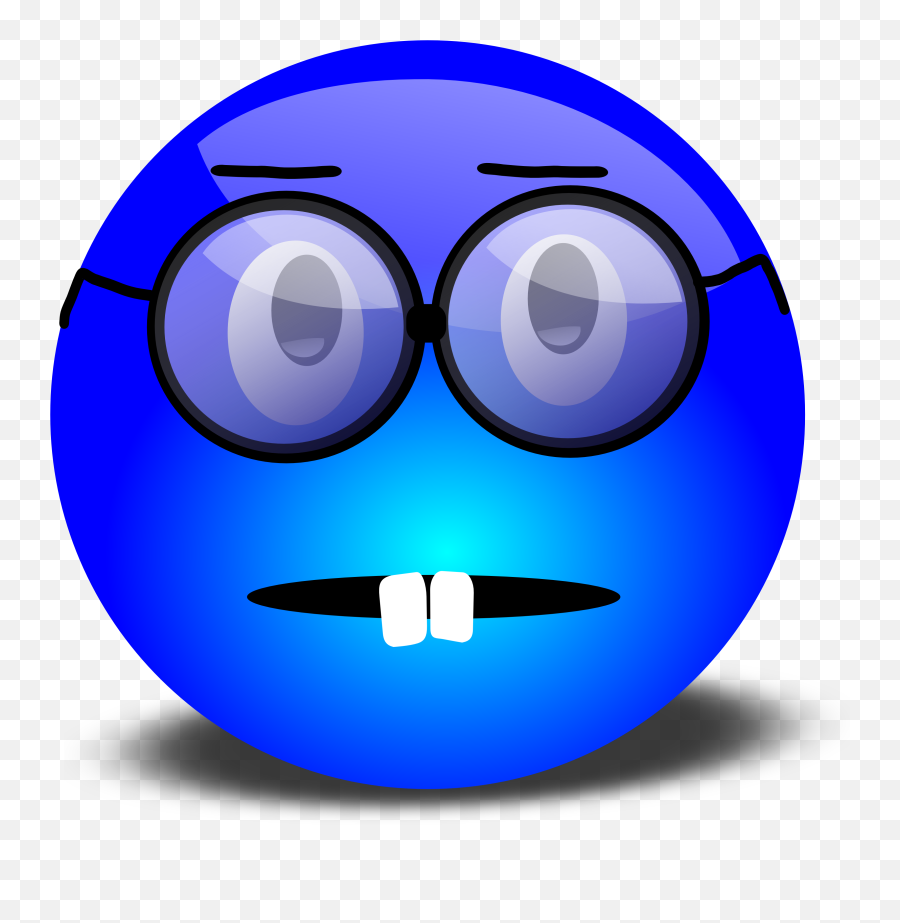 Nerdy Blue Smiley With Overbite And - Confused Face Clip Art Emoji,Glasses Emoji