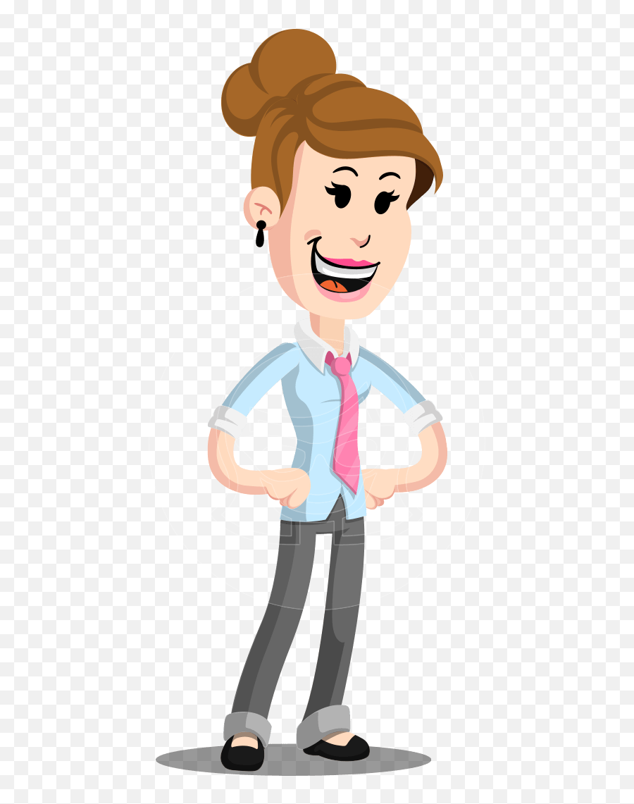 Flat Corporate Woman Cartoon Vector - Happy Emoji,Cartoon Girl Emotions