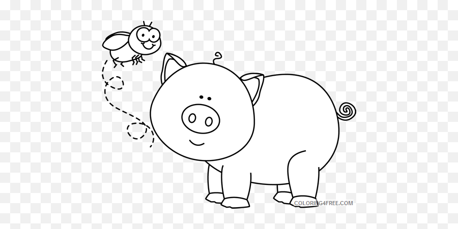 Pig Outline Coloring Pages Fly And - Cute Pig Clipart Black White Emoji,Flying Pigs Emoji