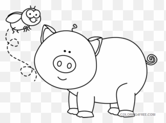 Pig Outline Coloring Pages Fly And - Cute Pig Clipart Black White Emoji,Flying Pigs Emoji