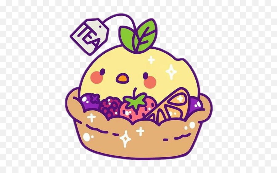 Cute Kawaii Tart Pie Sticker By Raven - Happy Emoji,Kawaii Tea Set Emoji