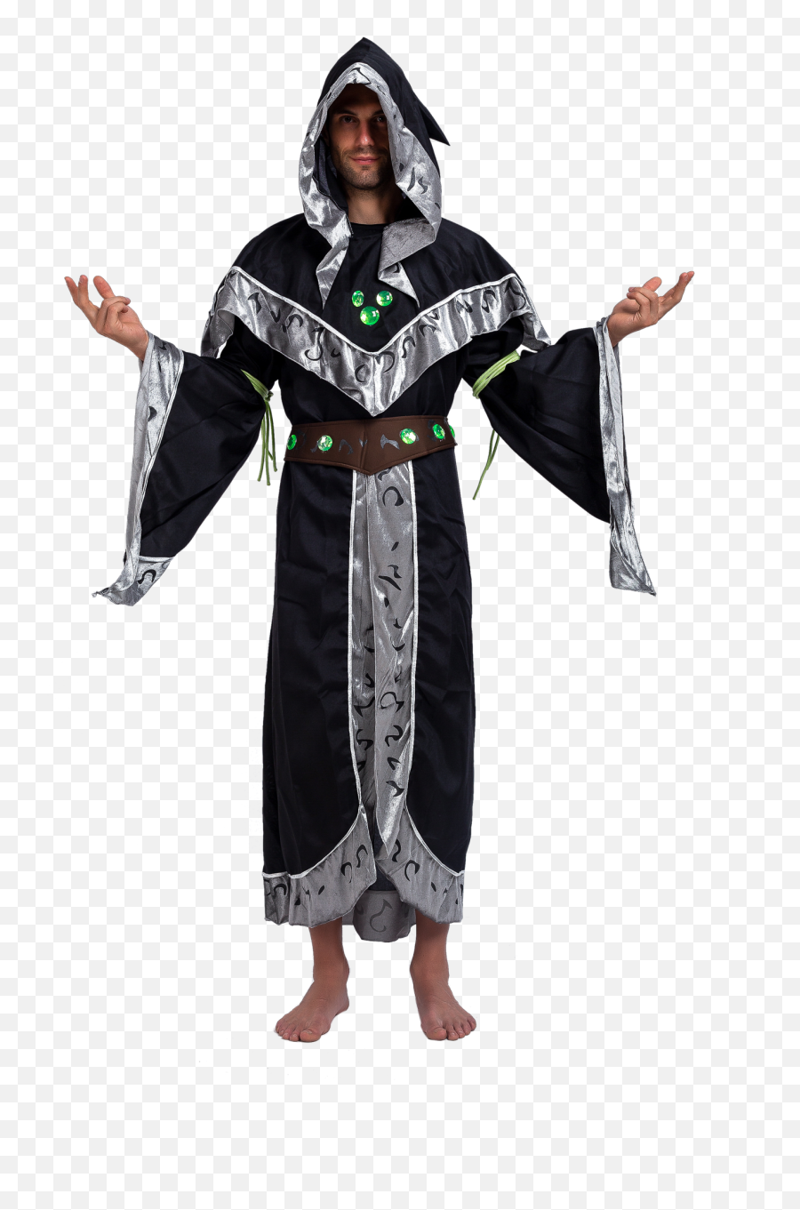 Mystical Dark Sorcerer With Glow Arm - Warlock Halloween Costume Emoji,Emoji Adult Halloween Costumes