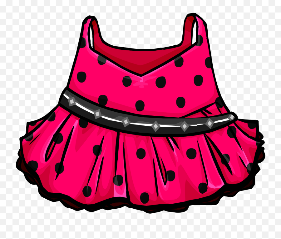 Dress Clipart Pink Polka Dot - Club Penguin Png Download Polka Dot Dress Club Penguin Emoji,Penguins Cleaning Emoticon