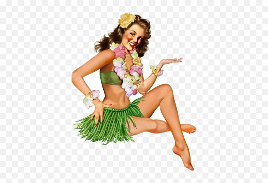 Hula Woman Sticker - Hawaii Pin Up Girl Emoji,Hula Girl Emoji