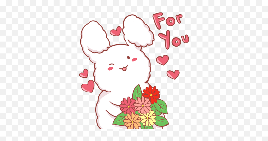Little Miss Usagi Stickers By Not A Basement Studio Jsc Emoji,Bunny Emoticon With Flower