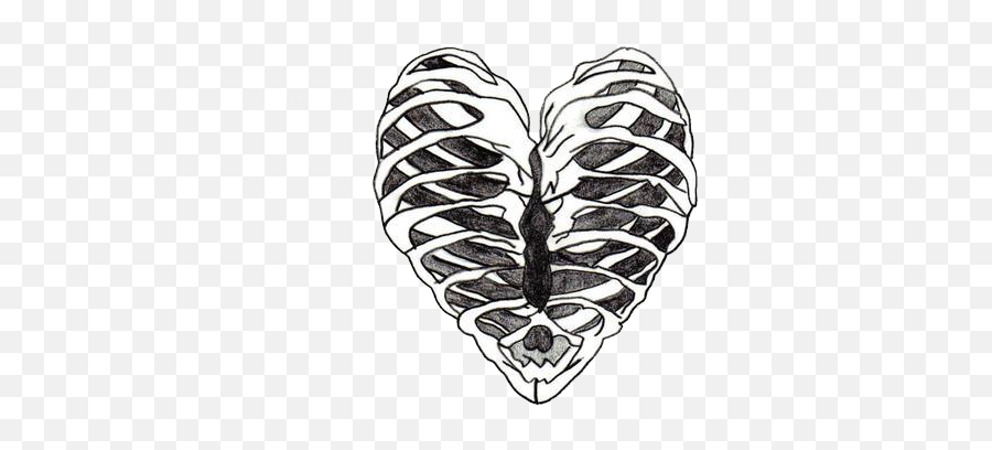 Heart Sketch - Skeleton Heart Tattoo Emoji,Emotion Drawings Tumblr