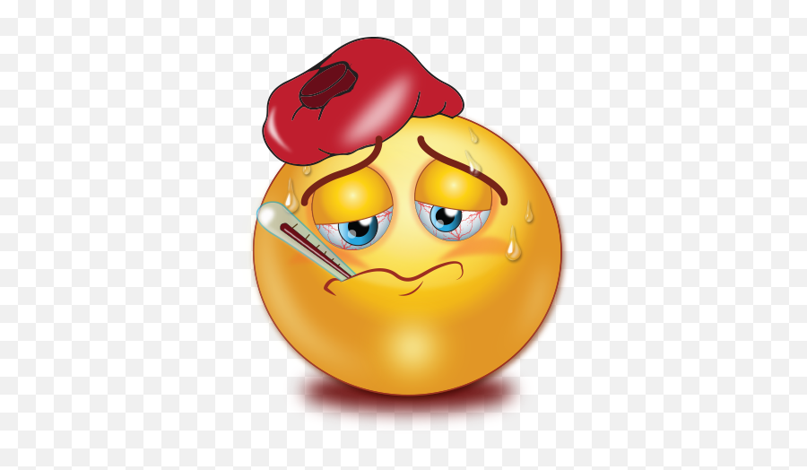 Sweating Face With Cold Emoji - Sick Emoji,Thermometer Emoji