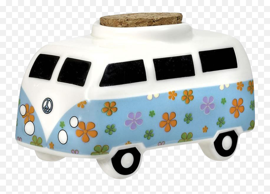 Vintage Hippie Bus Ceramic Stash Jar - Hippy Van Stash Jar Emoji,Vw Hippie Emoji