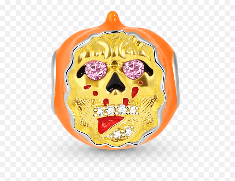 Pumpkin With Human Face Charm Bead Sterling Silver 18k Gold Plated - Day Of The Dead Emoji,Emoji Charm Bracelets