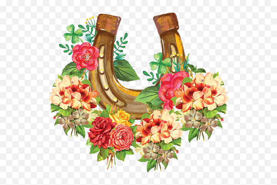 Horse Flower Horseshoe Floral Horseback Riding T - Shirt For Emoji,Horseshoe Emoticon On Fb